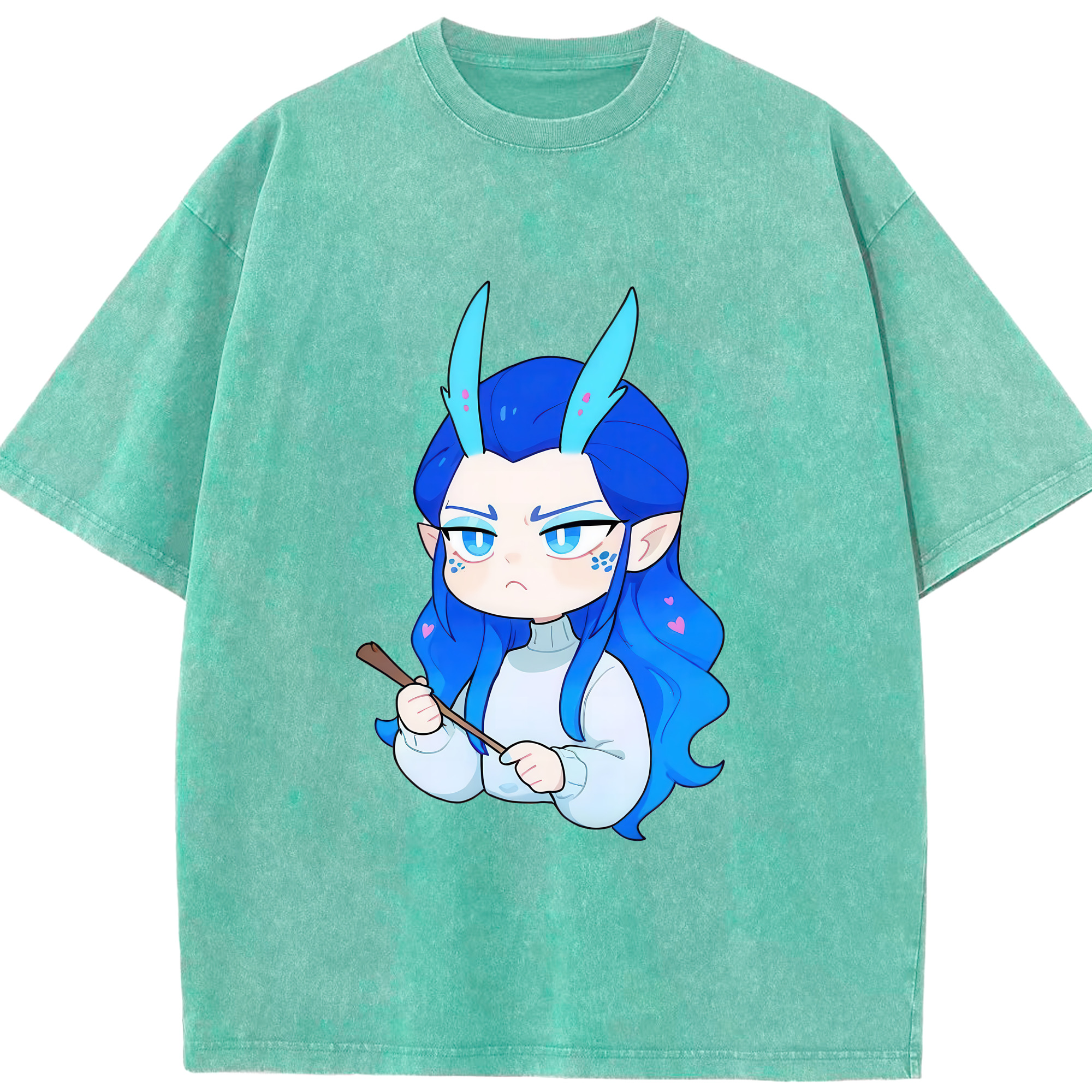 （画像用） Ne Zha 2 ナタ 魔童の大暴れ 綿100% ヴィンテージ風 半袖Tシャツ（フロントプリント）